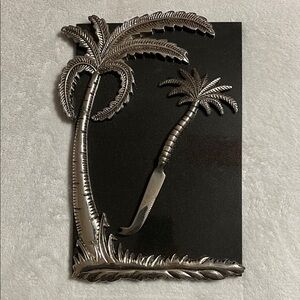 Godinger. Silver Art Co Palm Tree Marble Cheese Board Set with Cheese Knife